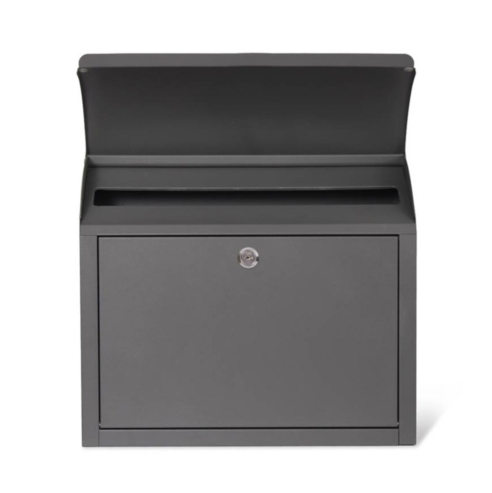 Boîte aux lettres murale verrouillable acier charbon de bois 33x38x16.7cm pour grandes enveloppes petits colis