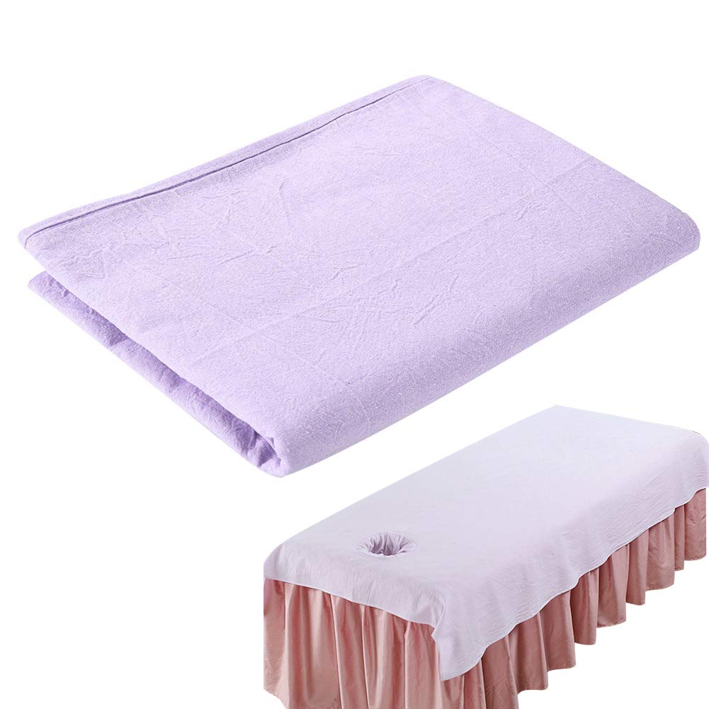 Beauty Massage Bed Sheets, Salon Massage SPA Couch Soft Cotton Bed Cover Protector with Face Breath Hole (Lilac)