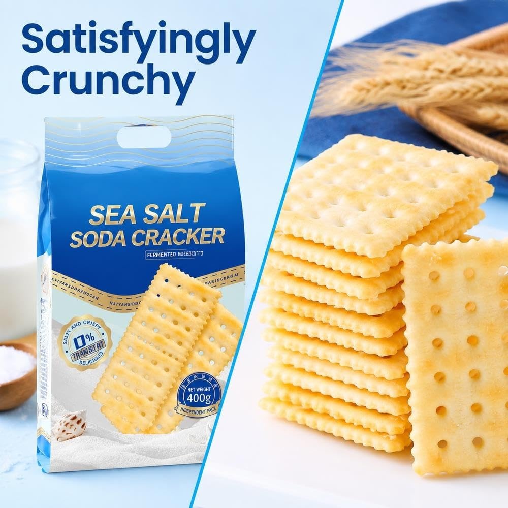 Meersalz-Soda-Cracker, fermentierter knuspriger Keks-Snack