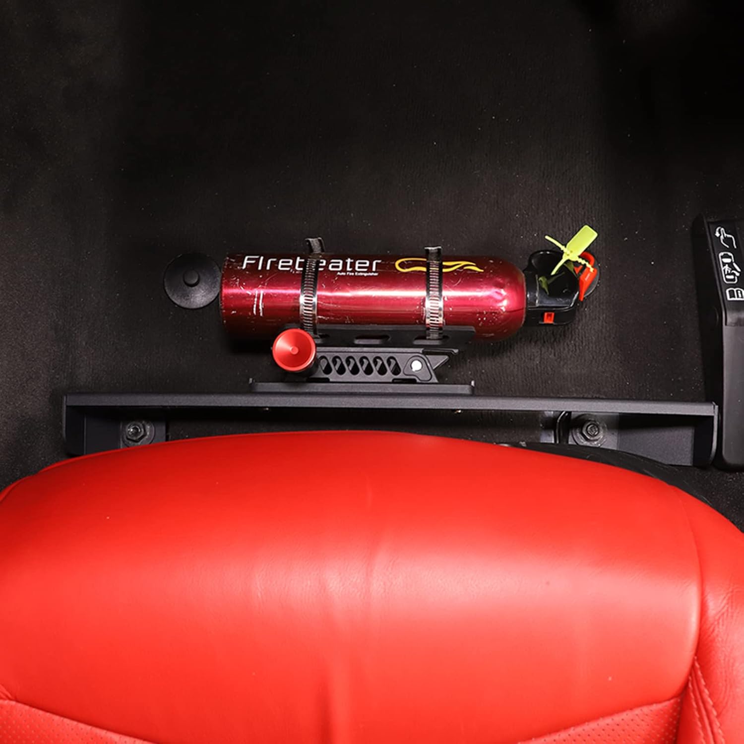 Daeiclru Quick Release Adjustable Aluminum Fire Extinguisher Holder Mount Bracket Compatible with Corvette C8 Stingray Z06 Z51 2020-2023, Car Under Seat Fire Extinguisher Holder