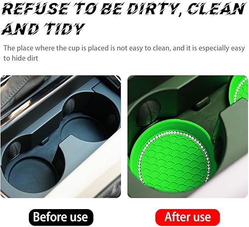 Miniatura 88 de zipelo Bling Car Cup Coaster, 4 Pack Universal Vehicle Anti-Slip Cup Holder Insert Coasters, Crystal Rhinestone Silicone Shockproof Drink Mat, Car