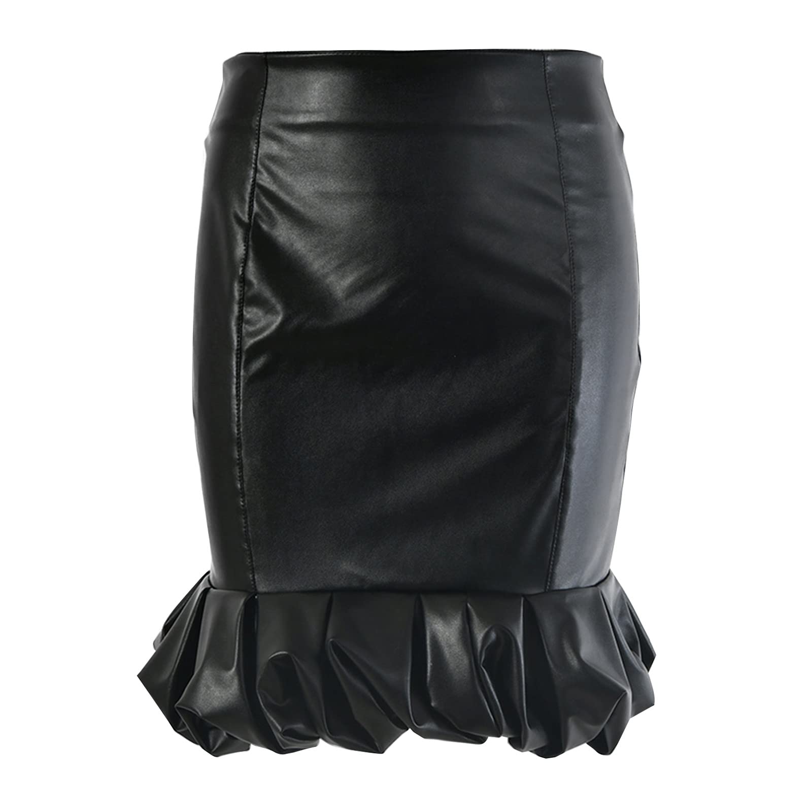 Leather Skirt Women Mini Falda de Cintura Alta for Mujeres Cuero Negro Bodycon Faldas Cortas