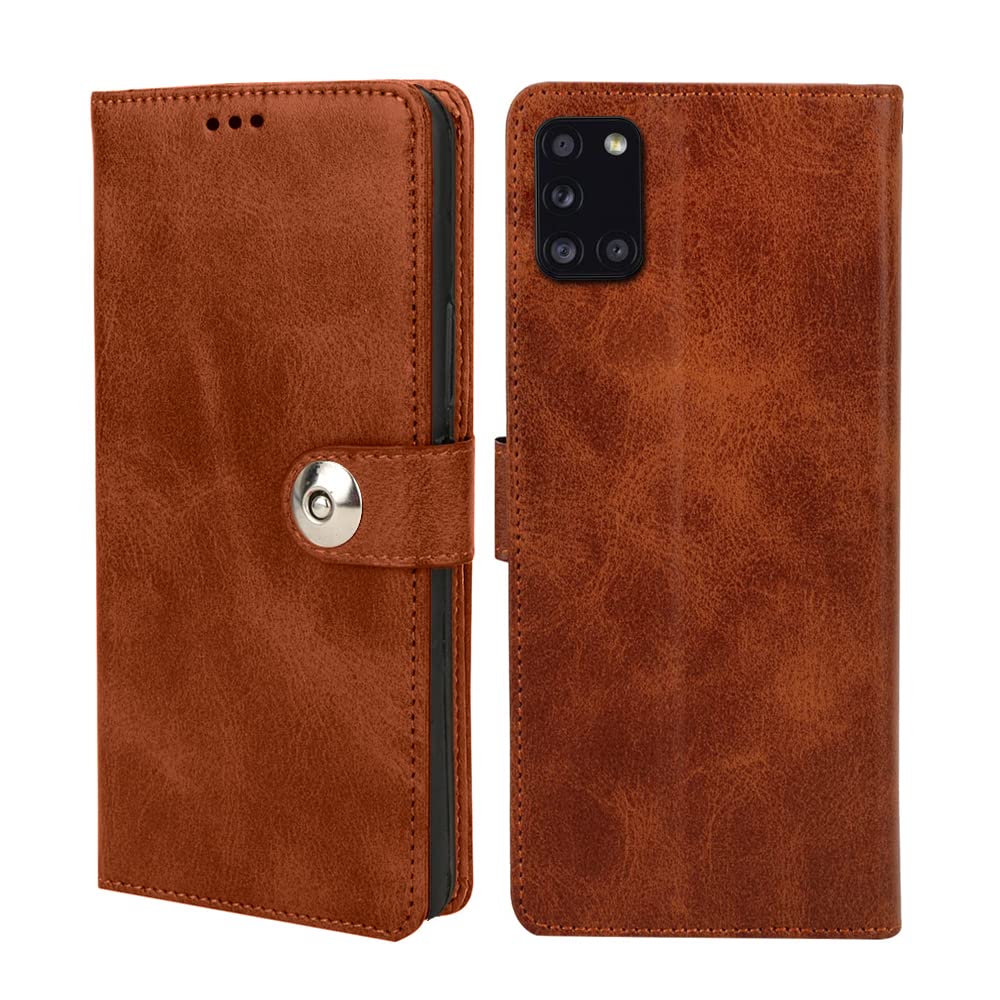 Winkel Premium Vegan Leather Magnetic Loop Flip Mobile Cover Case|Kickstand & Card Holder|360 Degree Grip Protection| Wallet Type with Magnetic Closure for Samsung Galaxy A31-(Brown Color) (B09VFWM2H2) Amazon Price History, Amazon Price Tracker