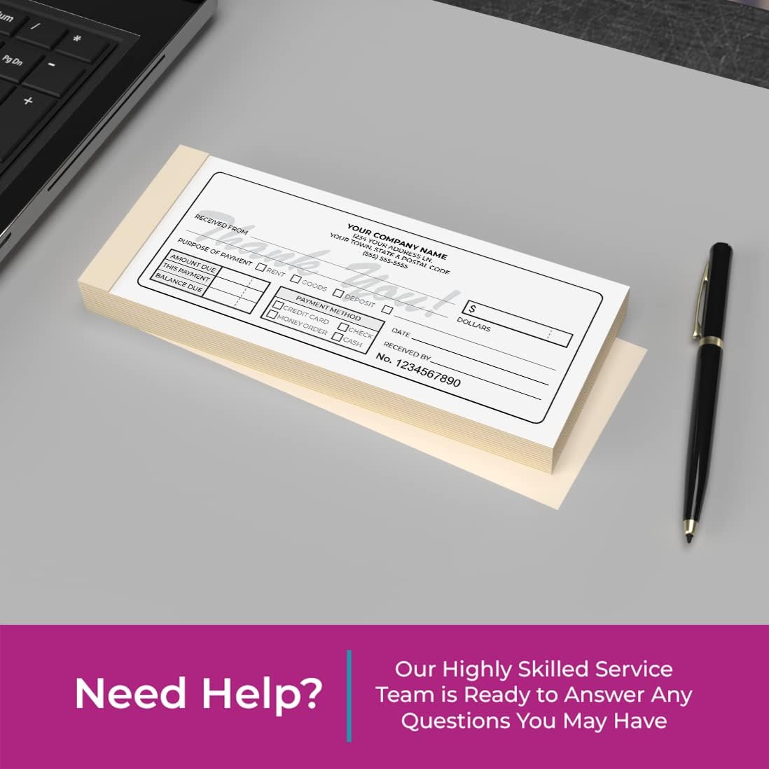 Custom 2.83" x 7" Carbonless NCR Books in 2-Part Duplicate Invoices, Receipts, Work Orders, Sales Orders, Purchase Orders, Estimates, Quote Forms with Your Company/Business Name (150 Sets)