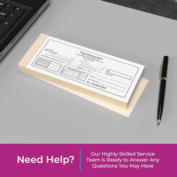 Custom 2.83 x 7 Carbonless NCR Books in 2-Part Duplicate Invoices, Receipts, Work Orders, Sales Orders, Purchase Orders, Estimates, Quote Forms with Your Company/Business Name (150 Sets)