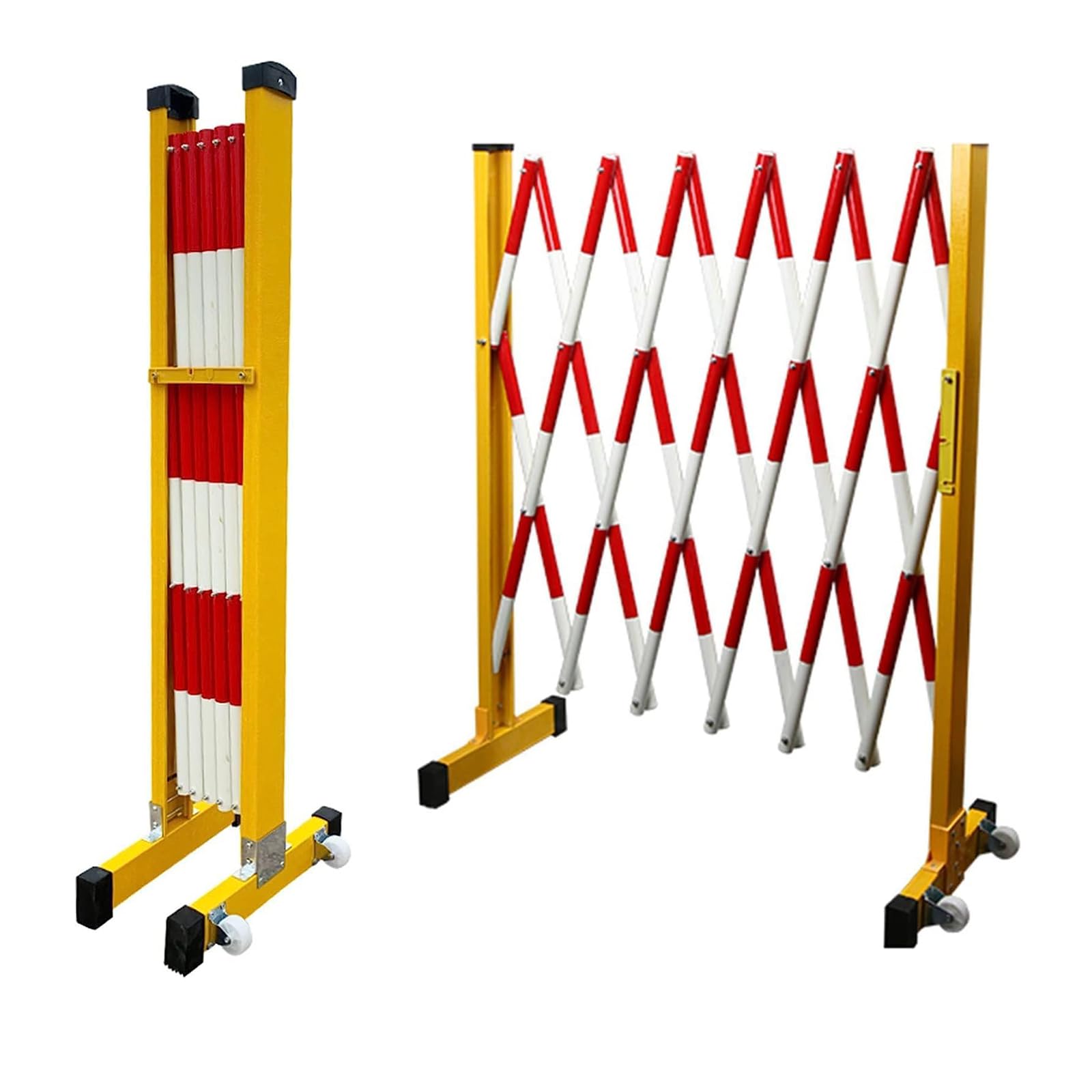Barrière de Circulation Mobile rétractable et Portable en métal avec Roues, barrière de sécurité Pliable et réglable, idéale pour la Gestion du trafic, Les écoles et Les