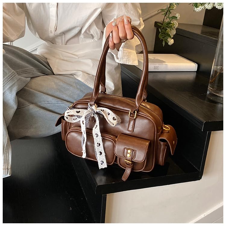 Small Top Handle Purse for Women Cute Bowler Bag Faux Leather Crossbody Satchel Handbag Vintage Fall Purse3