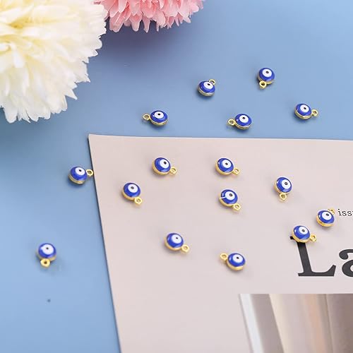 Miniatura 5 de 50 cuentas azules turcas de ojo de la suerte espaciadoras de cuentas de ojo turco de 0.236 pulgadas mixtas de 0.236 pulgadas (0.236 in), conectores