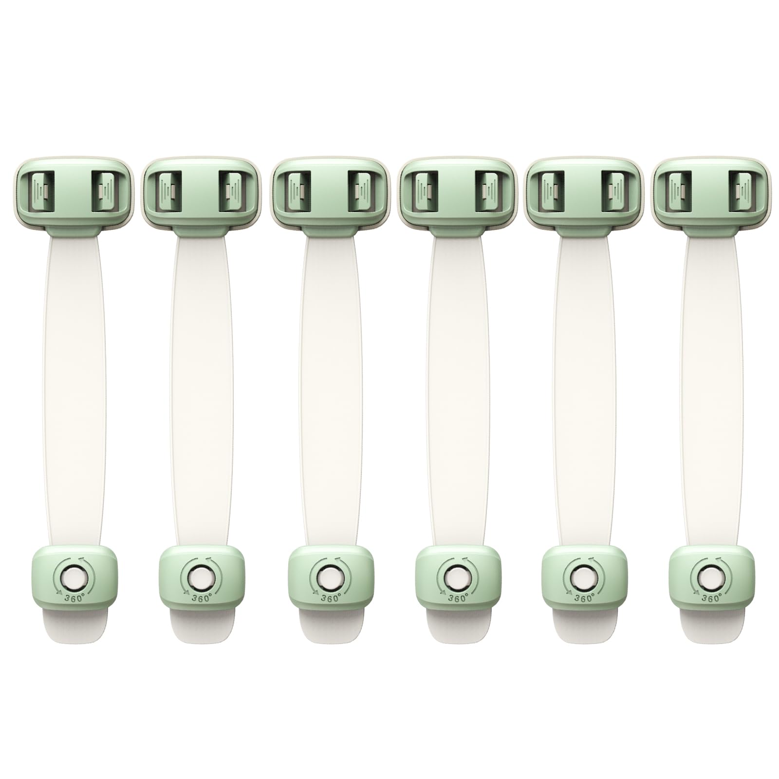 ANYPER 6Pcs Safety Solution Baby Locks, Child Safe Cabinet Proofing, 3M Adhesive Cabinet Door Latches with No Screws & Magnets for Furniture, Kitchen Appliances, and Toilet Seats (Green)