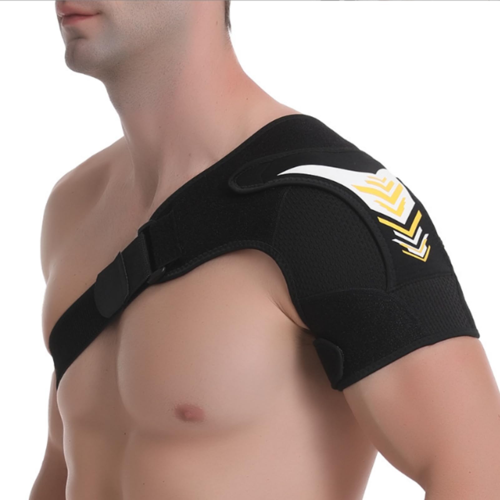 WIVKS Shoulder Support - Neoprene Adjustable Shoulder Compression Brace Shoulder Strap Wrap Belt Band for Men Women Rotator Cuff Tear Injury Recovery (Yellow)