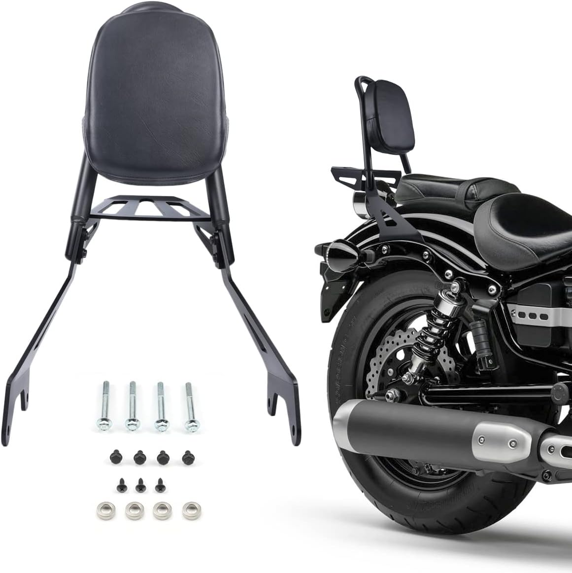 Detachable Motorcycle Sissy Bar Passenger Backrest with Luggage Rack Fit for Yamaha Star Bolt XVS 950 XV950 R Spec 2014-2022