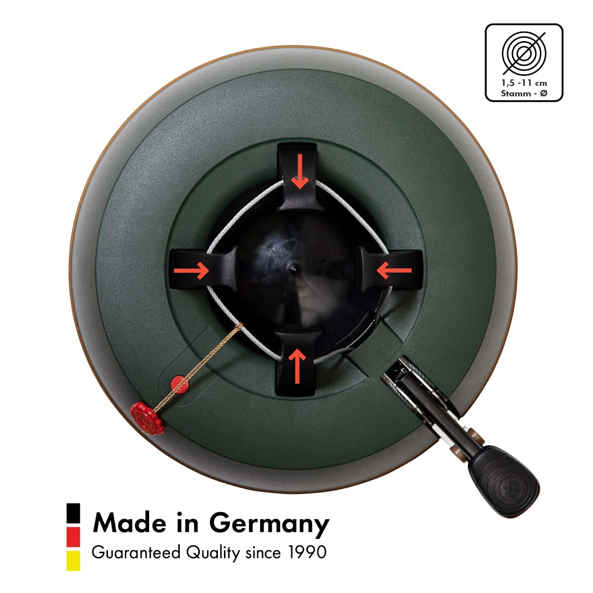 KRINNER® Comfort Grip S Christbaumständer Weihnachtsbaumständer inkl. Fußpedal Einseiltechnik mit 3,0 Liter Wassertank für Baumhöhe bis 2,3m Made IN Germany 94215, Grün (Matt)