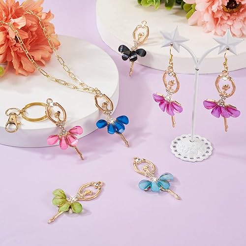 Miniatura 2 de 20 colgantes de bailarina de ballet, 10 colores, diamantes de imitación de cristal, adornos de bailarina para bricolaje, aretes, collar, pulsera,