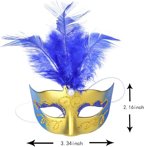 Miniatura 7 de IETANG Mini máscara de plumas de lujo, máscara pequeña para mascarada, Mardi Gras, decoraciones para fiestas, paquete de 12 unidades