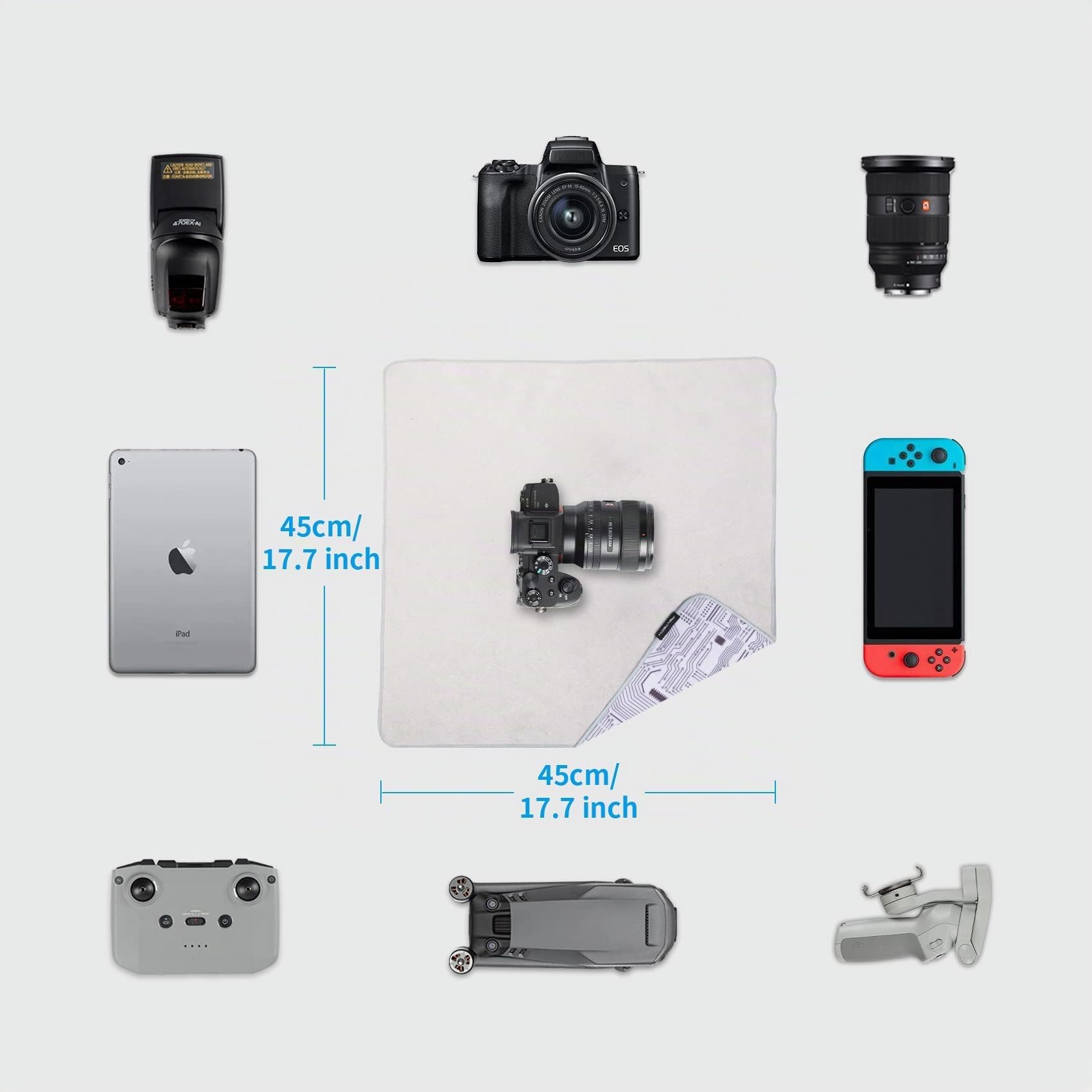 PGYTECH Kamera Einschlagtücher, Kratzfeste Objektivabdeckung, Magische Selbstklebende Schutzumhüllung Tuch Protective Wrap für DSLR/Objektive/Action-Kam/Handy/iPad/Zubehör, Geek