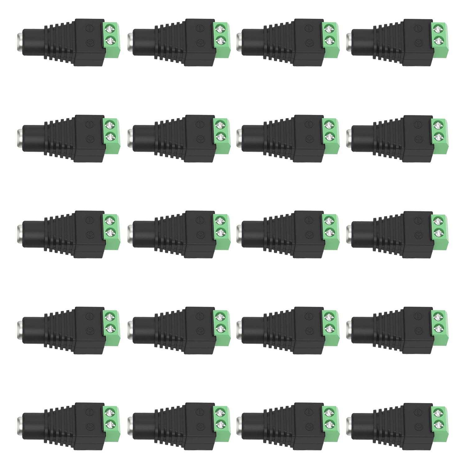 OXZEEWEE 20 PCS Female DC Power Connectors, 12V DC Barrel to Screw Terminal Jack Adapter Connectors 5.5mm x 2.1mm for Led Strip, CCTV Security Camera Cable Wire Ends Plug Barrel Adapter