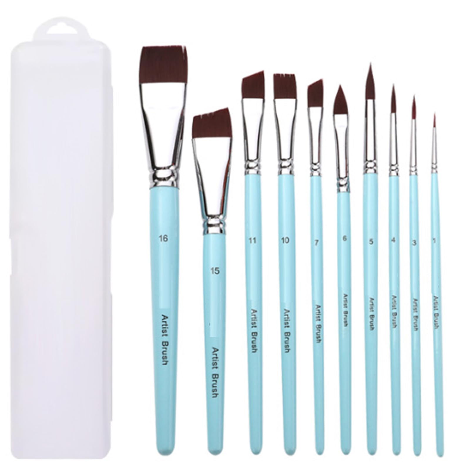 7/10 / 17x Nylon Hair Painting Brush Artist Paint Brush Watercolor Paint Drawing Supplies for Body Face Painting