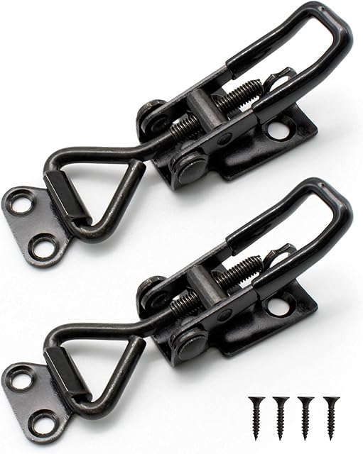 TIANLIN 2 Pcs Adjustable Toggle Clamps, Steel Hasp Catch Clip, Quick Release Toggle Latch, Strong Clamping Force, for Cabinet Case Boxes Trunk Closet