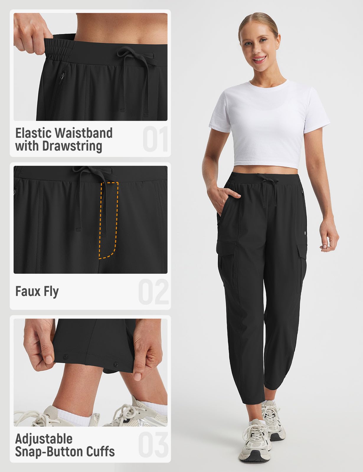 baleaf Randonnée Pantalon De Travail Femme, Été Marche Trekking Pant avec Plusieurs Poches