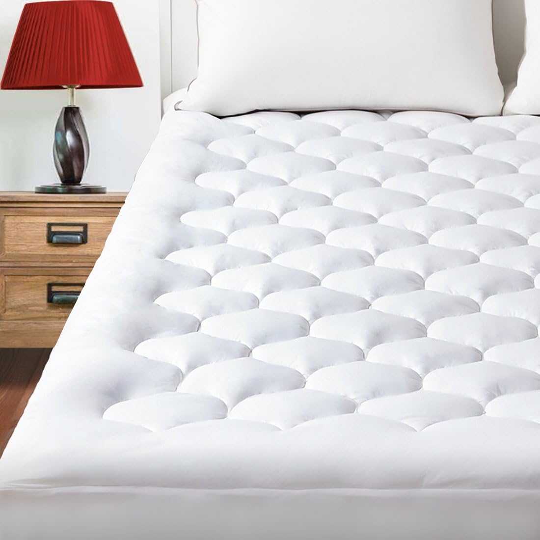 Pillowtop Full Mattress Pad Cover Overfilled Fitted Mattress Topper with Cloud Down Alternative 8-21โ Deep Pocket Hotel Luxury Collection