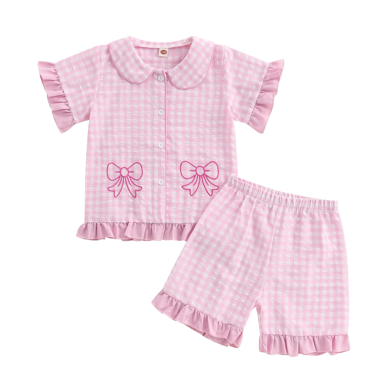 Toddler Baby Girl Summer Clothes Infant Girl Plaid Outfit Strawberry Ruffle Gingham Shirts Dress Tank Top Shorts Set — view 13