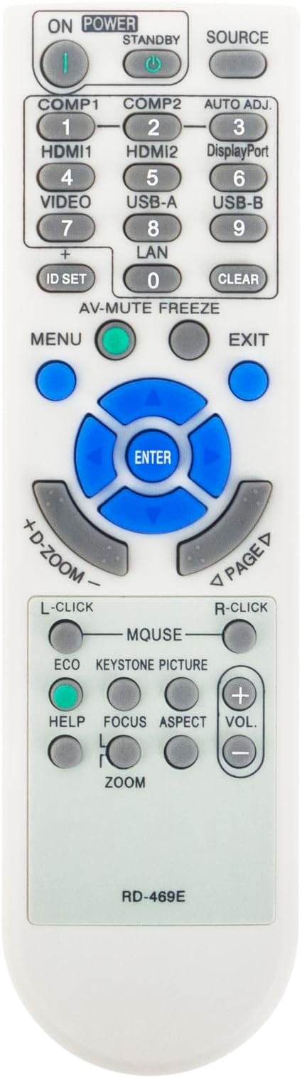 VINABTYReplacement Remote RD-469E Fit for NEC Projector M403W M363W M323W M403X M363X M323X M283X M353WS M303WS M333XS M403H M323H M402W M362W M322W M402X M362X M322X M282X M352WS M302WS M332XS