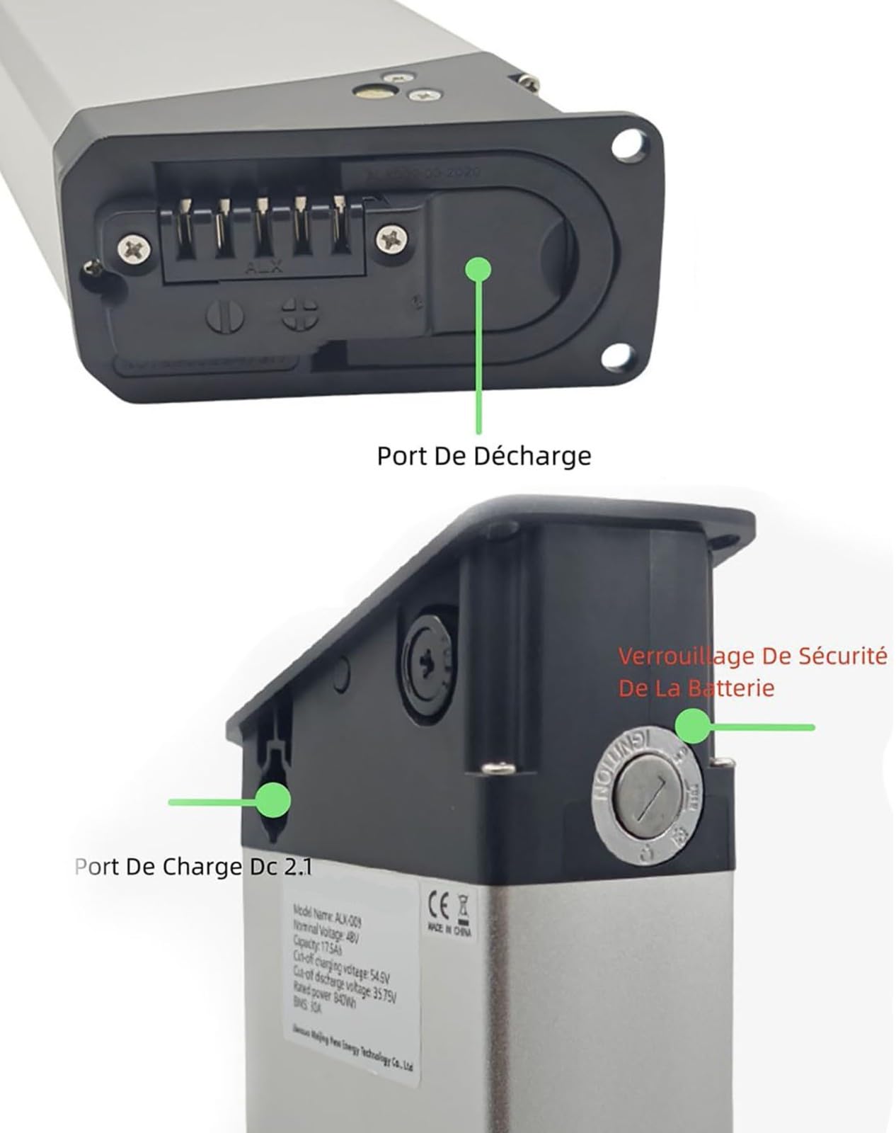 Batteria per Bici Elettrica 48V 15Ah 20Ah, Batteria Ebike 48V 15Ah 20Ah BMS incorporato Impermeabile con Caricabatteria per 48V mo 48V 20AH,420mm