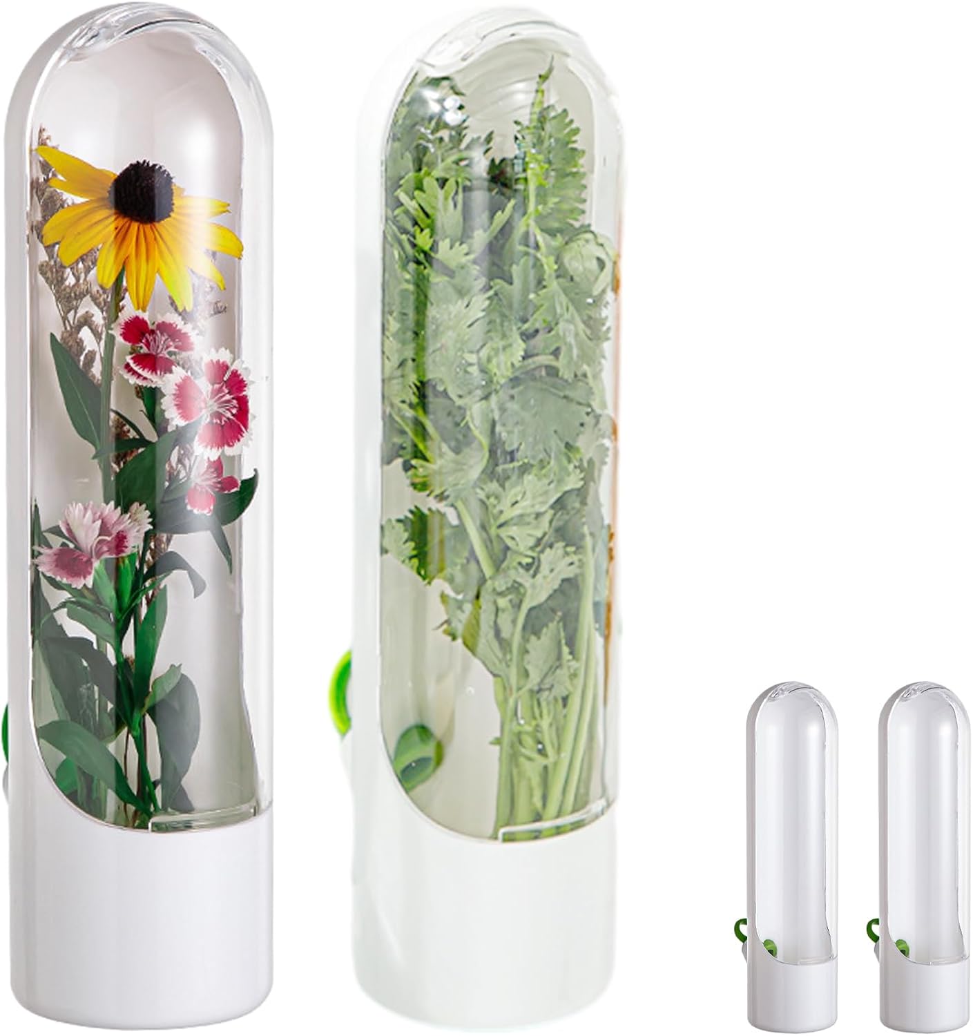 Restynic 2-Pack Herb Keeper for Fridge: Keeps Cilantro Parsley Mint Asparagus Fresh 2-3 Weeks, Clear Produce Storage Containers