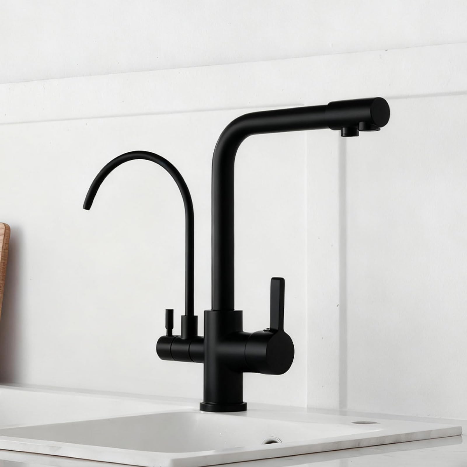 Fanjubei Black Kitchen Copper Hot And Cold Water Purification Rotating Foldable Sink Faucet
