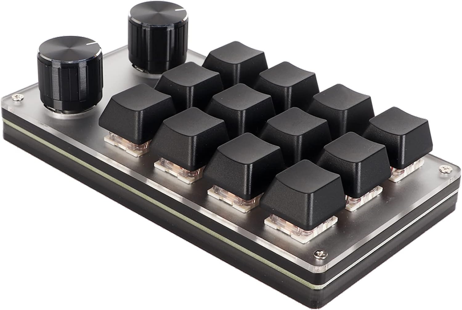 VBESTLIFE Mini Mechanical Gaming Keyboard, Mechanical Gaming Macro Keypad Hotswap Red Switch Customized Knobs USB Mini Keypad, OSU Keypad, for PC Gaming Office Work (12 Keys with 2 Knobs)