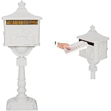 Mailboxes for Outside, Large Lockable Package Drop Box, Rustproof Cast Aluminum Mail Boxes for House Outside, Secure Parcel Delivery Box for Home & Business, Retro Bronze Mailbox White