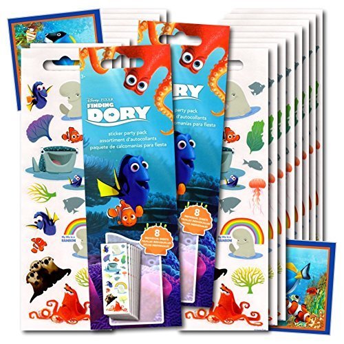 Finding Dory Stickers Party Favors ~ Set of 2 Sticker Packs ~ 16 Sheets Over 380 Finding Dory Stickers plus Bonus Reward Stickers ~ Dory, Nemo, Marlin, Squirt the Turtle, Bailey, and more!