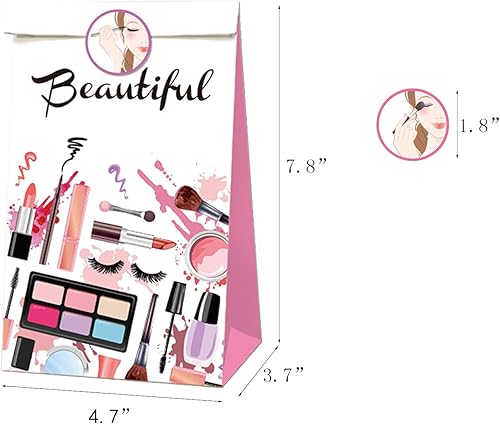 Miniatura 4 de Bolsa de regalo para fiestas temáticas de maquillaje spa 24 piezas de recuerdos de fiesta bolsa de papel para fiestas de cumpleaños bolsas de regalo