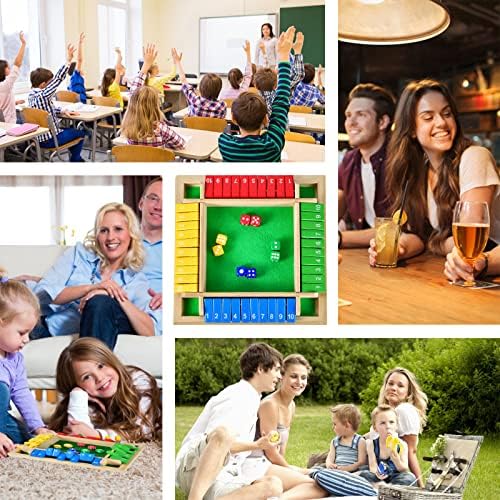 Wooden Shut The Box Dice Game, 4 Players Classic Board Game Family Pub Math Game for Kids Adults with 8 Dice 6 61nS3013yLL. AC