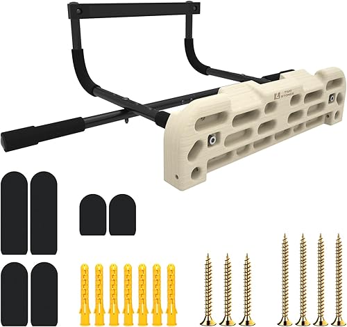 Miniatura 2 de Tablero colgante de escalada en roca con barra de dominadas de puerta que incluye jarras, pellizcos, bolsillos, bordes y pendientes para