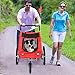 Giantex 2-in-1 Pet Dog Stroller W/Hitch, Suspension, Safety Flag and Reflectors, Dog Bike Trailer, Red