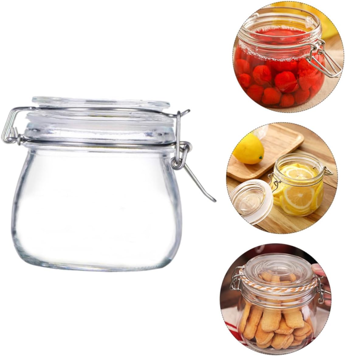 Zerodeko 3pcs Glass Clasp Jars Airtight Food Storage Canisters for Tea Spices and Small Kitchen Items Pickle Jars Lid Food Grade Glass Design