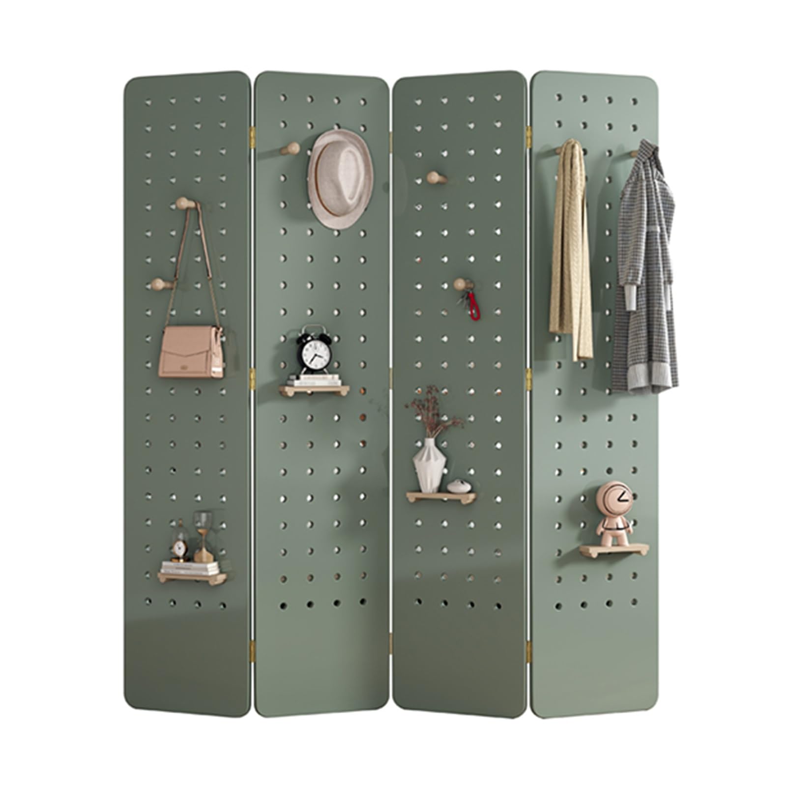 Pannello forato versatile a 4 pannelli con spazio di archiviazione per artigianato e aziende, divisorio verde ideale per nization e soluzioni espositive