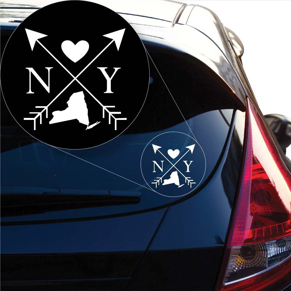 Calcomanía de Nueva York blanca de 6x6 pulgadas para ventanas de coches y laptops