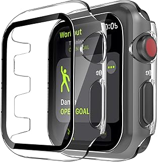 جراب ساعة ابل شفاف مقاس 44مع واقي شاشة زجاجي