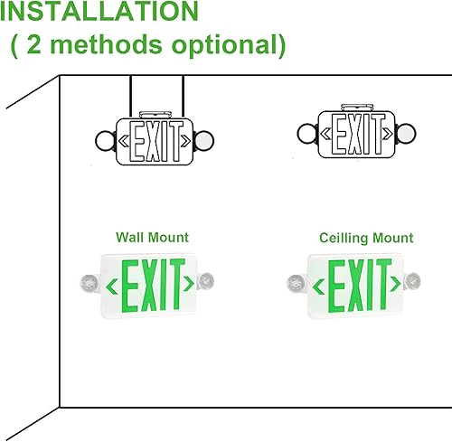 Miniatura 4 de Señales de salida de emergencia LED rojas, dos cabezas ajustables, CA 120V277V, carta de salida de doble cara, luces de señal de salida compactas