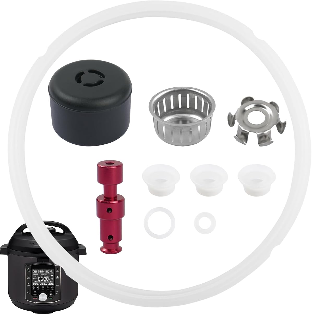 10 PCS Instantpot Replacement Parts for IP Pro/Pro Plus 6 QT, Duo Evo Plus 6 QT, Include Sealing Ring Steam Release Valve Float Valve Anti-Block Shield Anti-blocking Shroud Bracket