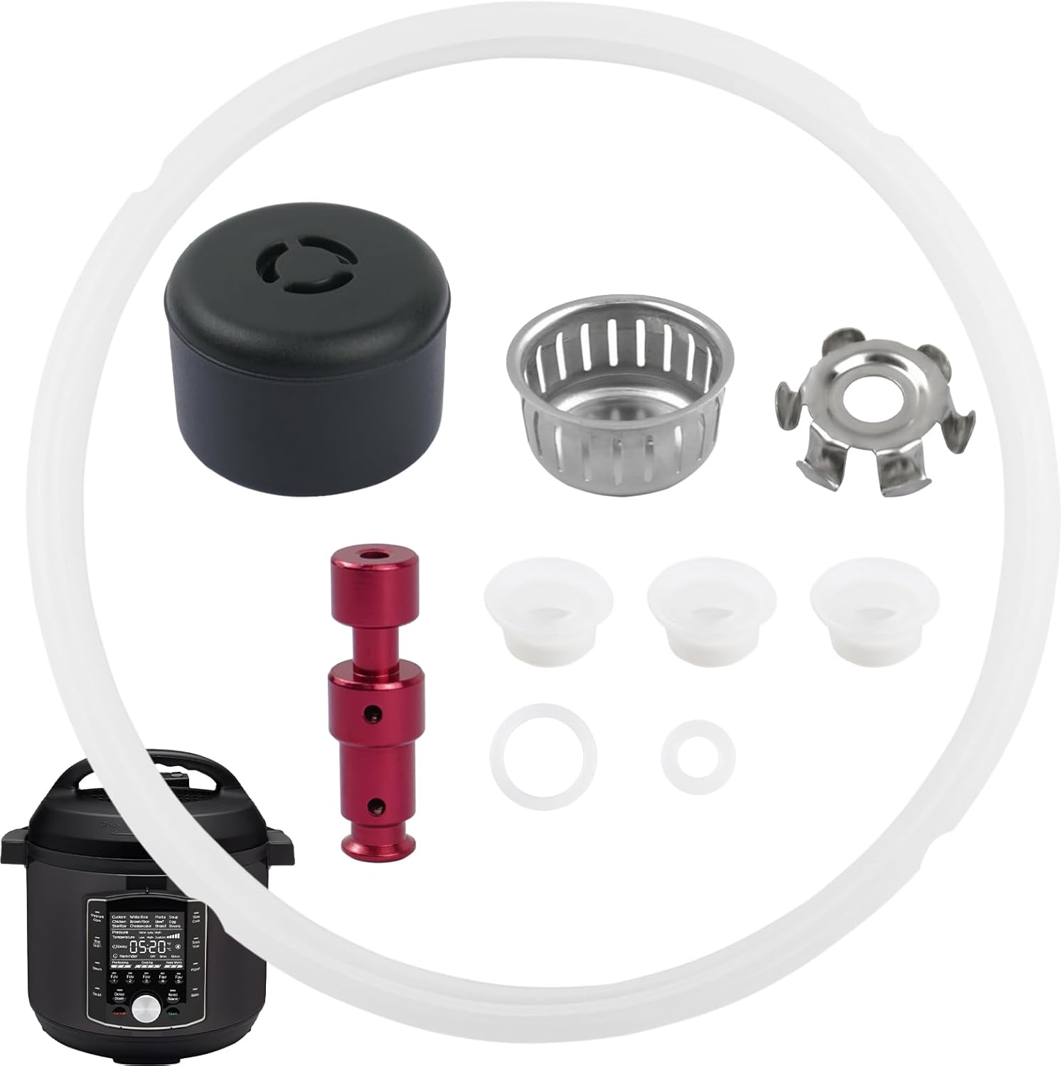 10Pcs Pressure Cooker Replacement Parts for IP Pro 80 8QT and Duo Evo Plus 8Qt, Include Sealing Ring Steam Release Valve Float Valve Anti-Block Shield Anti-blocking Shroud Bracket