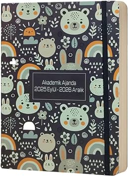 Akademik Ajanda 2025 Eyl l - 2026 Aral k 17x24 cm Lastikli 1 Adet Ciltli Sert Kapak Planlay c  Haftal k Ajanda