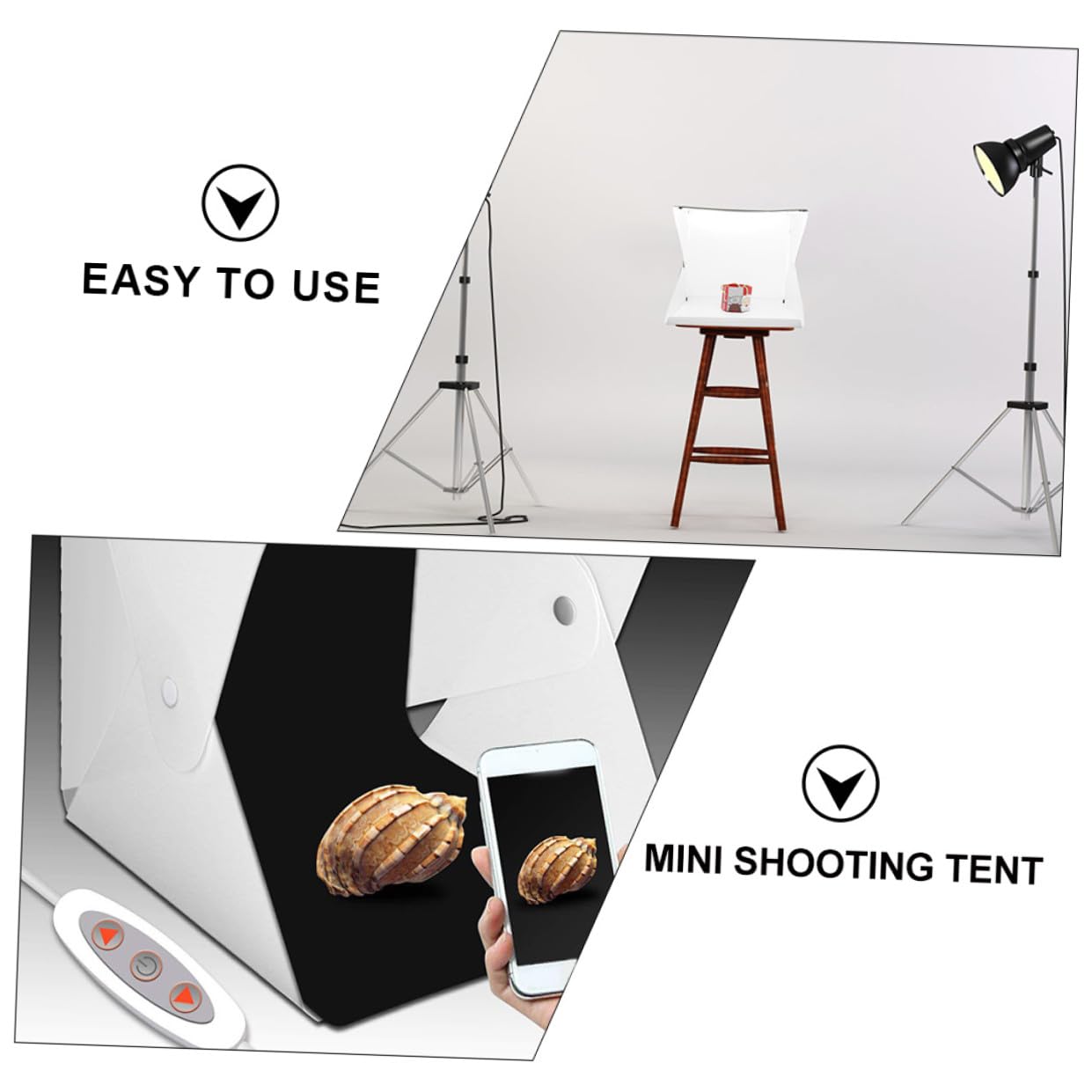 Homoyoyo Mini Boîte Photo Pliable Portable Lumière LED Intégrée et Réglage Luminosité 40cm pour Fonds Photographiques et Mini Studio Photo Blanc en PVC et Polyester