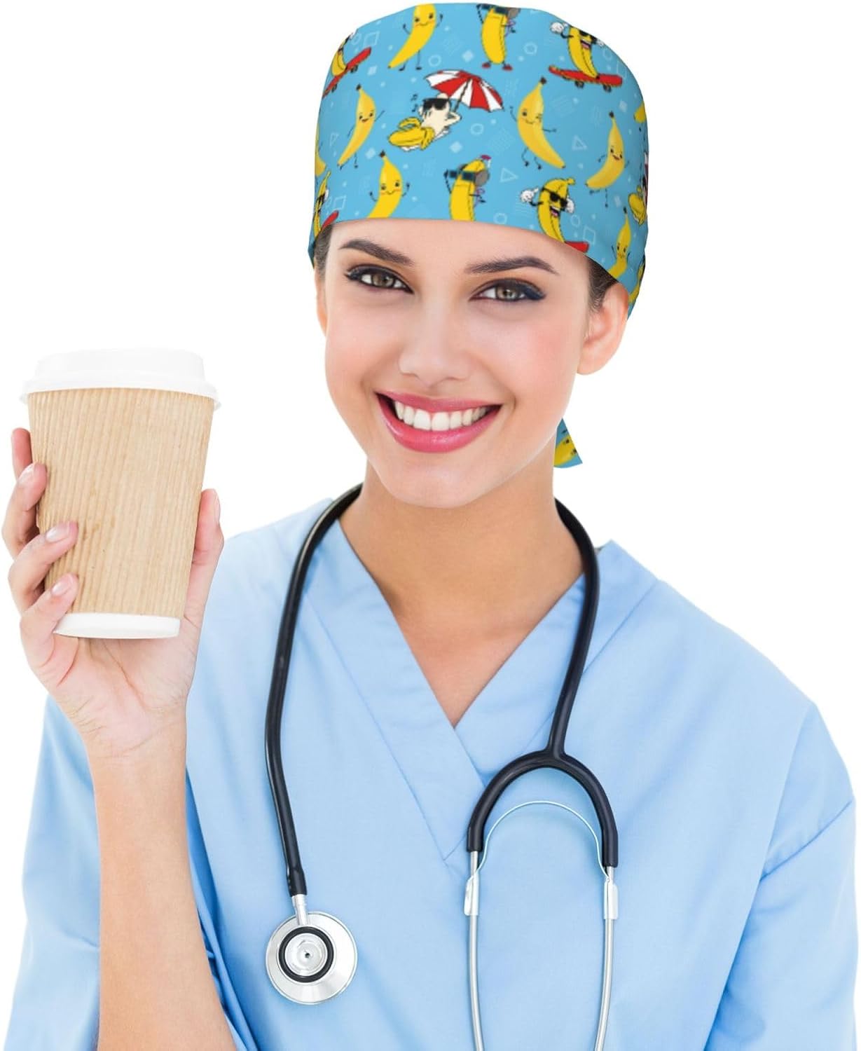 Working Cap Scrub Cap with Sweatband Adjustable Unisex Men Women Tie Back Hat Nurse Surgical Caps - Image 7