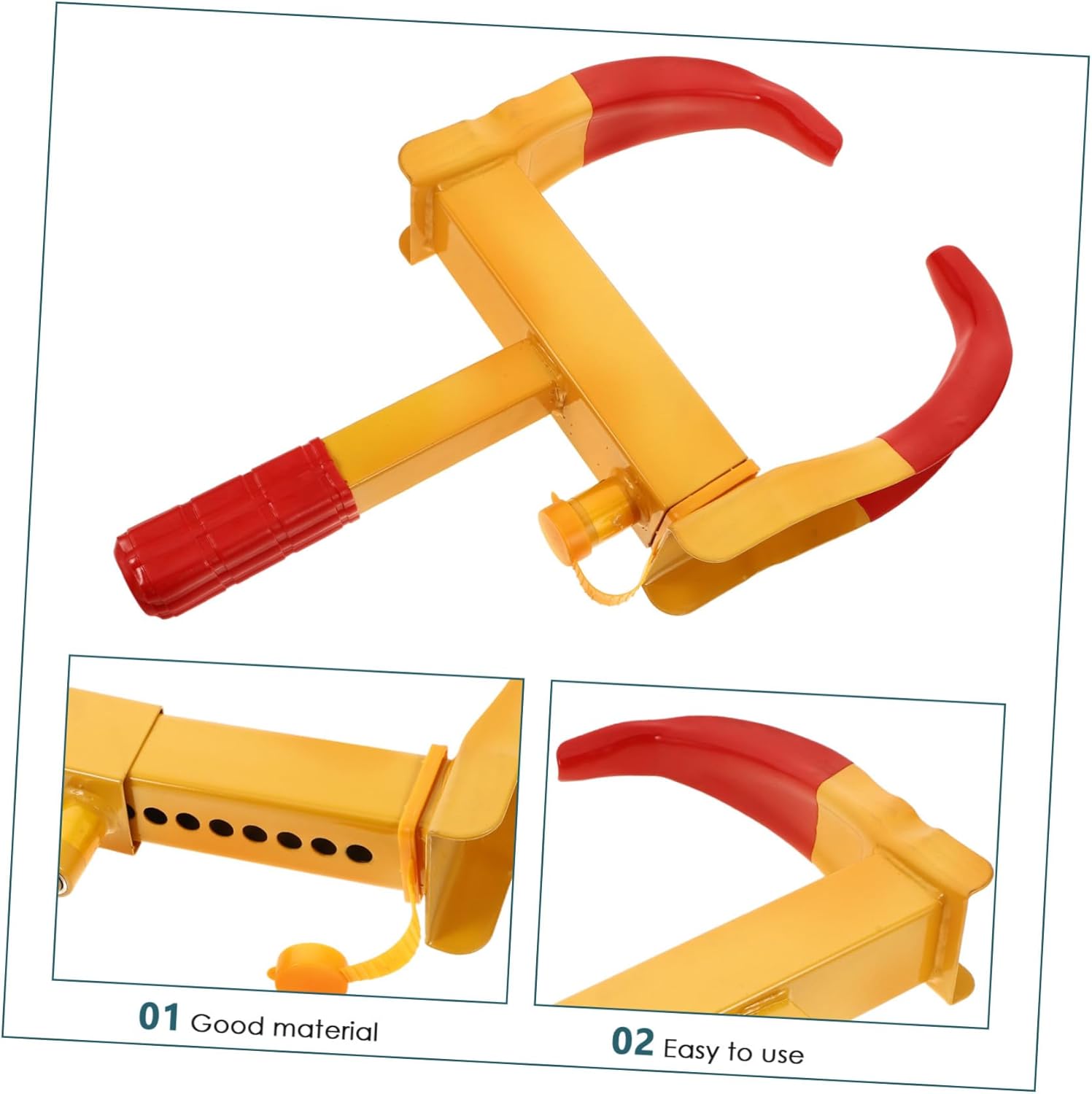 Wheel Clamp Lock with Design for Cars Golf Carts and Trailers Portable Easy Installation Anti-Theft Tire Protection Device for Automotive and Motorcycle Wheels