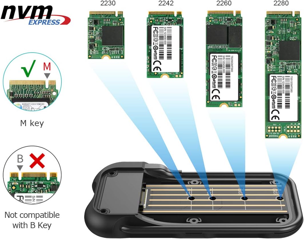 Top Rated ineo M.2 NVMe (PCIe) USB 3.2 Gen 2 Type-C Rugged Waterproof Shockproof Aluminum Cover SSD Enclosure [C2594-NVME]