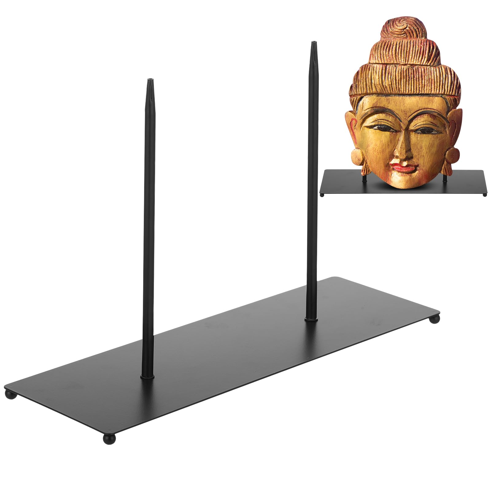 Support de masque amovible et base en métal noir pour statue grecque égyptienne