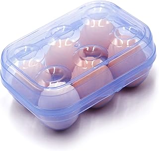 JAMOR 6 Grid Egg Storage Box Refrigerator Crisper Egg Protection Box Portable Egg Carriage Container For Camping Picnic Essential (Blue)